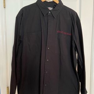 Harley Davidson Men Sz L Black Button down w/Skull